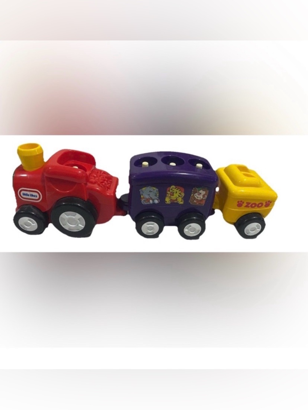 Little Tikes Vintage Toddler Zoo Animal Toy Train Set Red Purple Yellow
